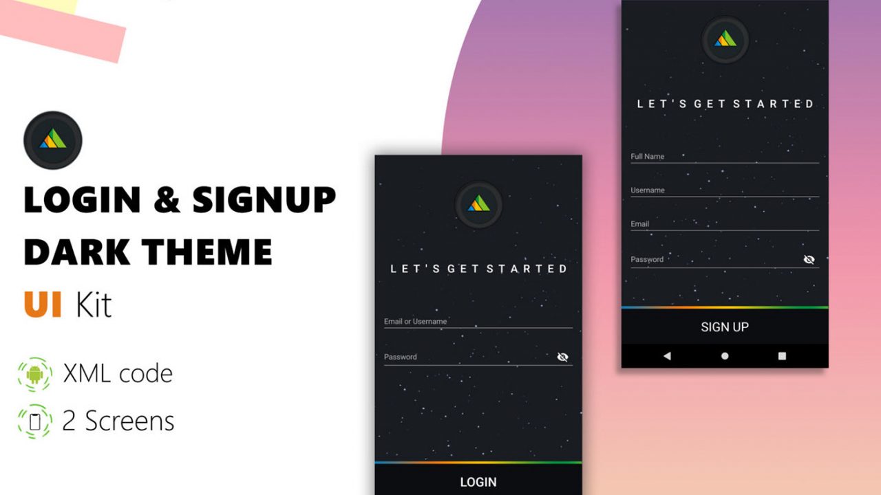 Login & Sign Up Dark Theme UI Kit