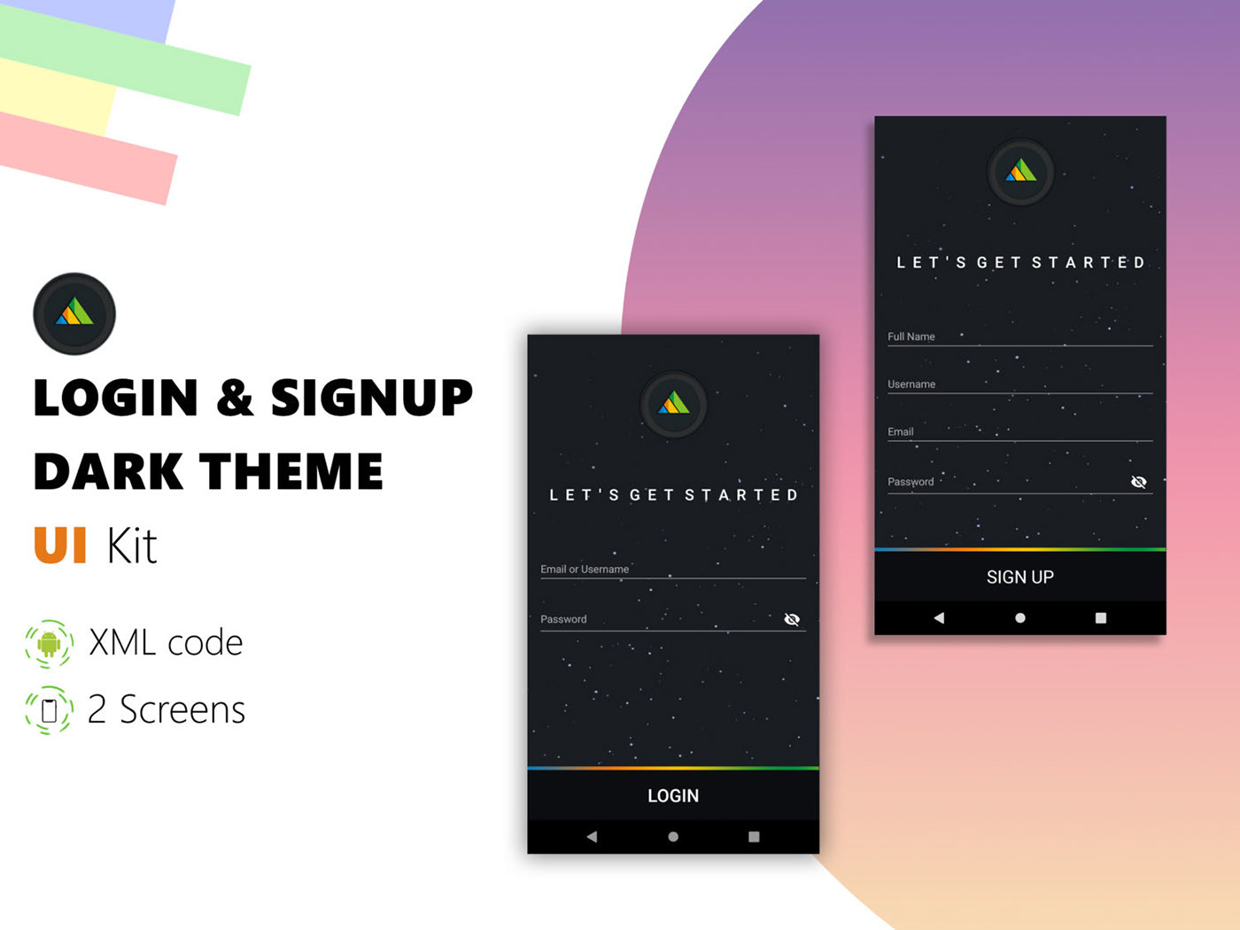 Login & Sign Up Dark Theme UI Kit